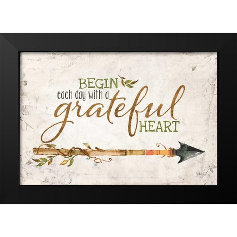 Grateful Heart Black Modern Wood Framed Art Print by Rae, Marla