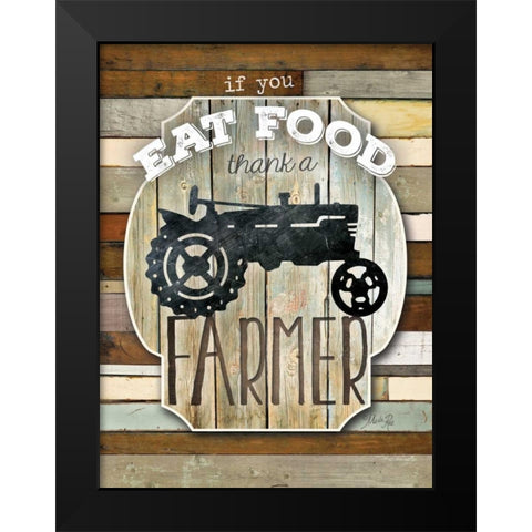 Thank a Farmer Black Modern Wood Framed Art Print by Rae, Marla