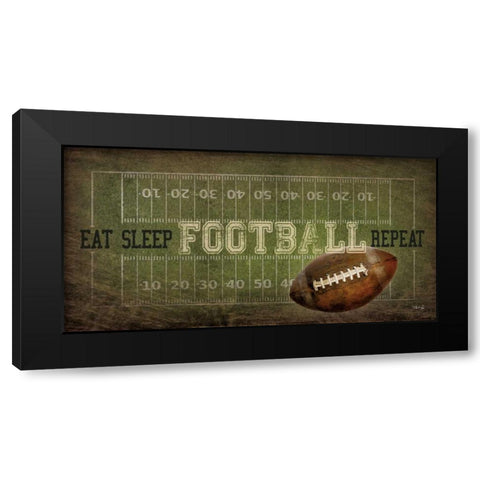 Eat, Sleep, Football, Repeat     Black Modern Wood Framed Art Print with Double Matting by Rae, Marla