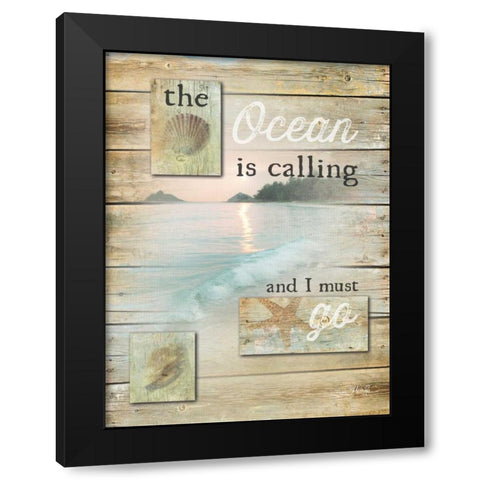 The Ocean is Calling    Black Modern Wood Framed Art Print by Rae, Marla