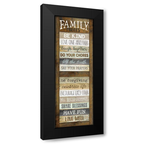 Family Rules Shutter Black Modern Wood Framed Art Print by Rae, Marla
