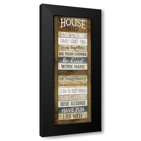House Rules Black Modern Wood Framed Art Print by Rae, Marla