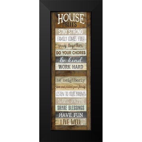House Rules Black Modern Wood Framed Art Print by Rae, Marla