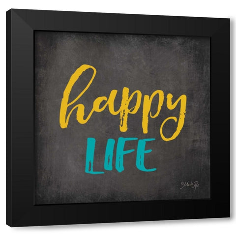 Happy Place Black Modern Wood Framed Art Print with Double Matting by Rae, Marla