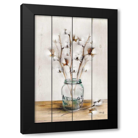 Cotton Stems Black Modern Wood Framed Art Print by Rae, Marla