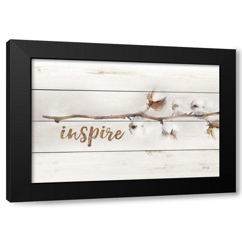Cotton Stems - Inspire Black Modern Wood Framed Art Print with Double Matting by Rae, Marla