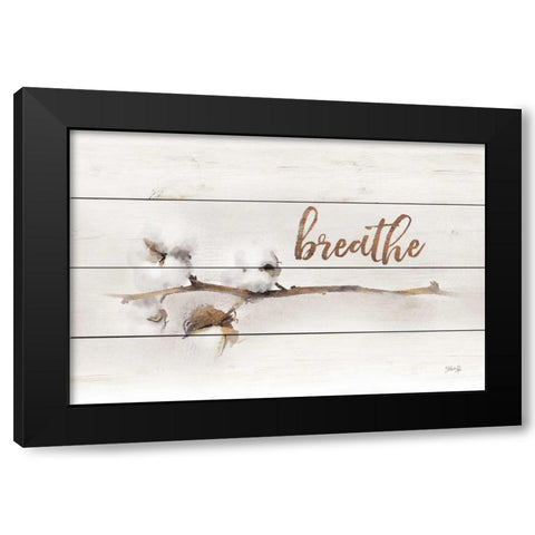 Cotton Stems - Breathe Black Modern Wood Framed Art Print by Rae, Marla