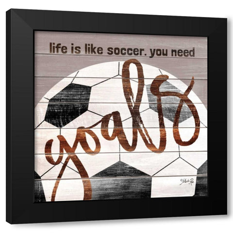 Soccer Goals Black Modern Wood Framed Art Print with Double Matting by Rae, Marla