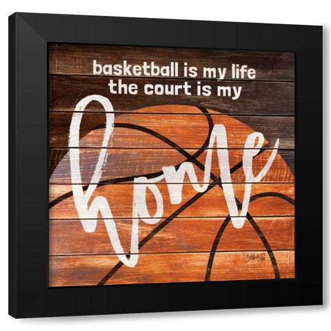 Basketball Home Black Modern Wood Framed Art Print by Rae, Marla