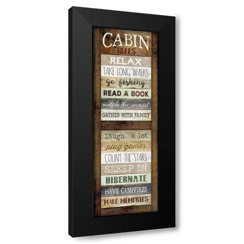 Cabin Rules Black Modern Wood Framed Art Print with Double Matting by Rae, Marla
