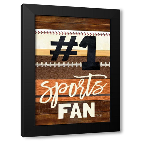 #1 Sports Fan Black Modern Wood Framed Art Print by Rae, Marla