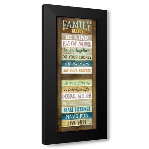 Family Rules Black Modern Wood Framed Art Print by Rae, Marla