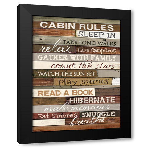Cabin Rules Black Modern Wood Framed Art Print by Rae, Marla