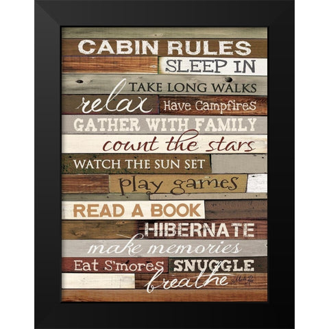 Cabin Rules Black Modern Wood Framed Art Print by Rae, Marla