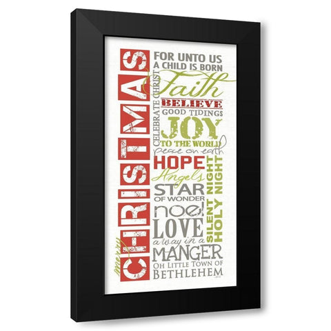 Merry Christmas   Black Modern Wood Framed Art Print by Rae, Marla