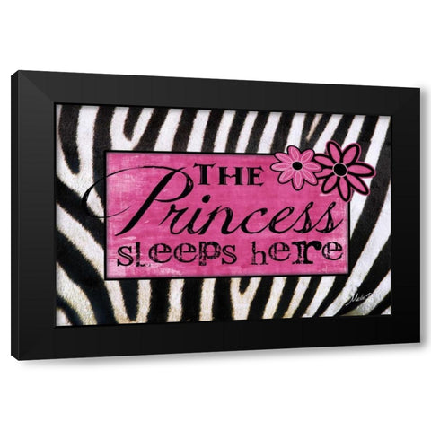 Princess Sleeps Here Black Modern Wood Framed Art Print by Rae, Marla