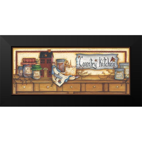 Country Kitchen Shelf Black Modern Wood Framed Art Print by June, Mary Ann