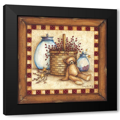Berries, Stars and Jars Black Modern Wood Framed Art Print by June, Mary Ann
