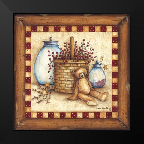 Berries, Stars and Jars Black Modern Wood Framed Art Print by June, Mary Ann