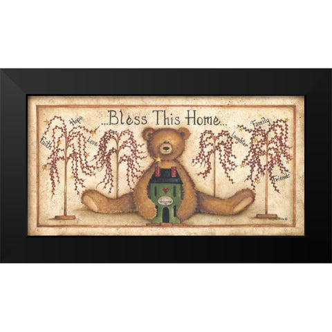 Bless This Home Black Modern Wood Framed Art Print by June, Mary Ann