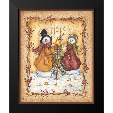 Snow Folk Hope Black Modern Wood Framed Art Print by June, Mary Ann