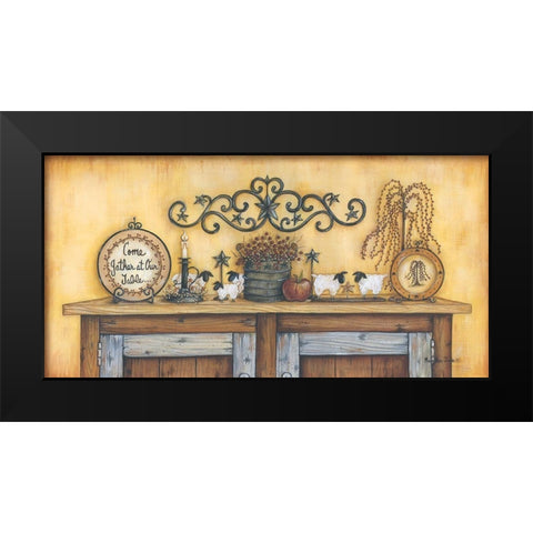 Come Gather at Our Table Black Modern Wood Framed Art Print by June, Mary Ann