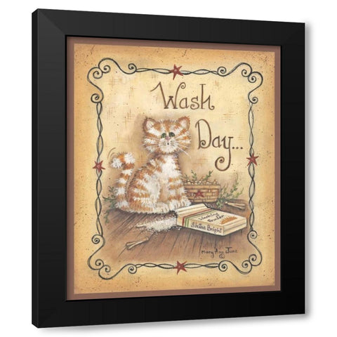 Wash Day Black Modern Wood Framed Art Print by June, Mary Ann
