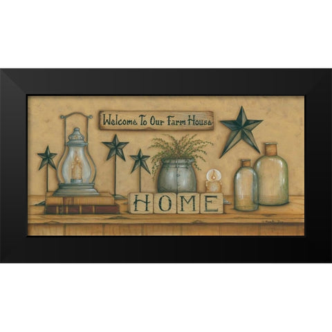 Welcome to Our Farm House Black Modern Wood Framed Art Print by June, Mary Ann
