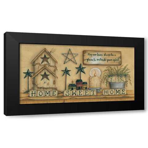 Home Sweet Home Black Modern Wood Framed Art Print with Double Matting by June, Mary Ann