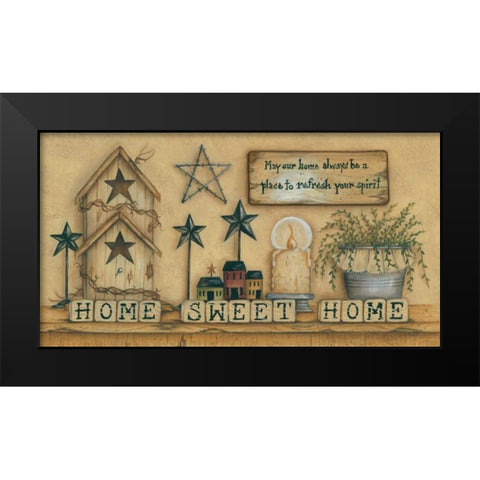 Home Sweet Home Black Modern Wood Framed Art Print by June, Mary Ann