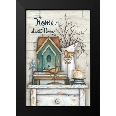 Home Sweet Home Black Modern Wood Framed Art Print by June, Mary Ann