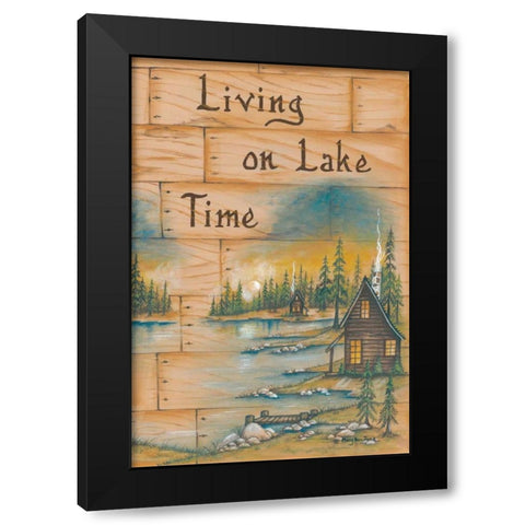 Living on Lake Time Black Modern Wood Framed Art Print by June, Mary Ann