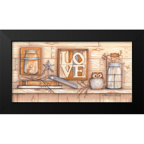 Love Black Modern Wood Framed Art Print by June, Mary Ann