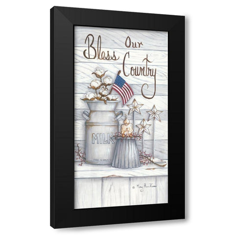 Bless Our Country Black Modern Wood Framed Art Print with Double Matting by June, Mary Ann