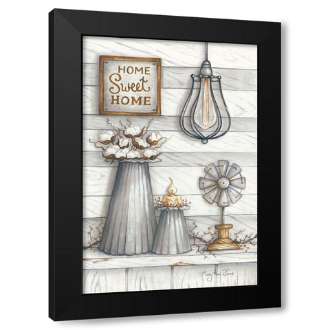 Home Sweet Home Black Modern Wood Framed Art Print by June, Mary Ann