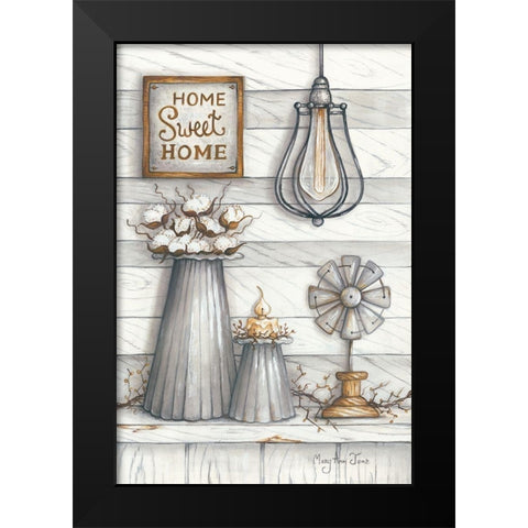 Home Sweet Home Black Modern Wood Framed Art Print by June, Mary Ann