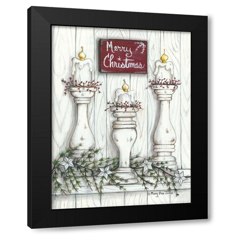 Merry Christmas Black Modern Wood Framed Art Print by June, Mary Ann