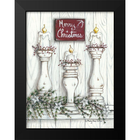 Merry Christmas Black Modern Wood Framed Art Print by June, Mary Ann