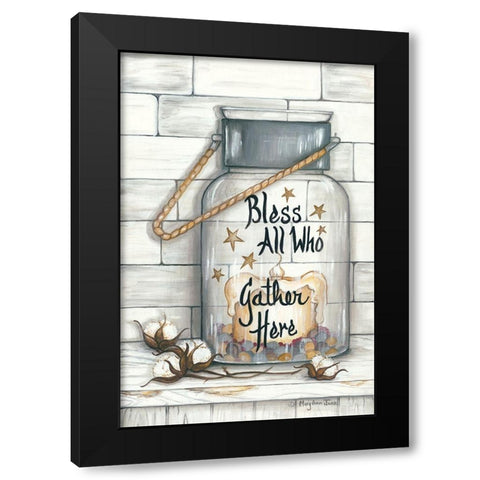 Glass Luminary Bless All Who Gather Black Modern Wood Framed Art Print with Double Matting by June, Mary Ann