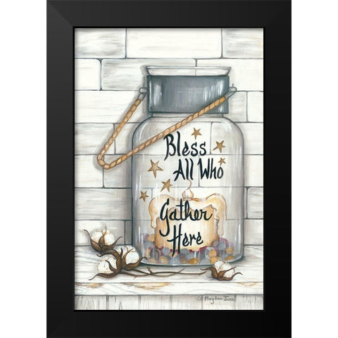 Glass Luminary Bless All Who Gather Black Modern Wood Framed Art Print by June, Mary Ann