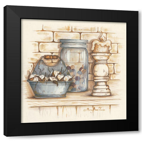 Cotton Balls and Berries Black Modern Wood Framed Art Print with Double Matting by June, Mary Ann