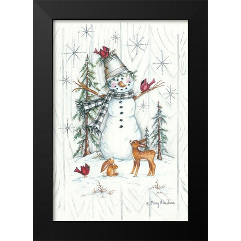 Winter Friends Black Modern Wood Framed Art Print by June, Mary Ann