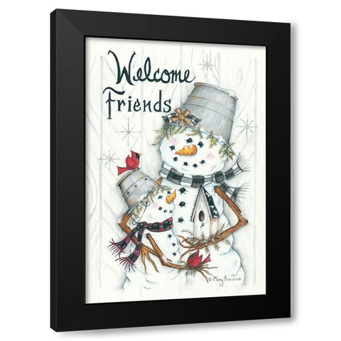 Welcome Friendsâ€¦ Snowmen Black Modern Wood Framed Art Print by June, Mary Ann