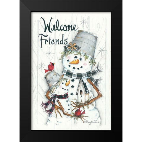 Welcome Friendsâ€¦ Snowmen Black Modern Wood Framed Art Print by June, Mary Ann