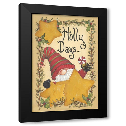 Holly Days Black Modern Wood Framed Art Print with Double Matting by June, Mary Ann