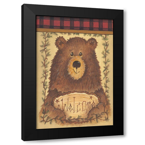 Woodsy Welcome Black Modern Wood Framed Art Print by June, Mary Ann