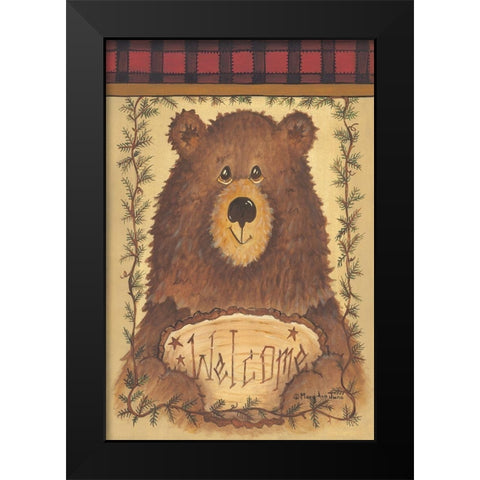Woodsy Welcome Black Modern Wood Framed Art Print by June, Mary Ann