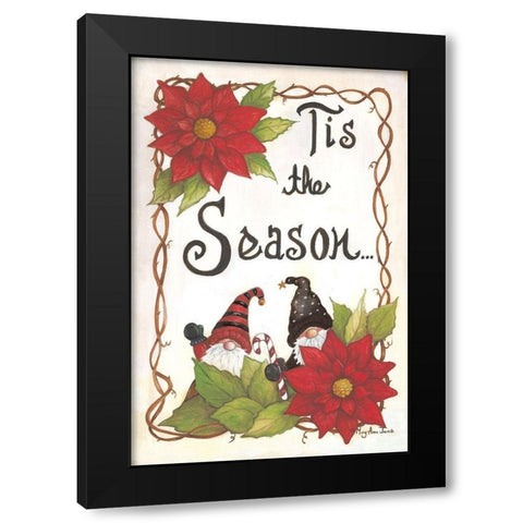 Tis the Season Gnomes Black Modern Wood Framed Art Print with Double Matting by June, Mary Ann