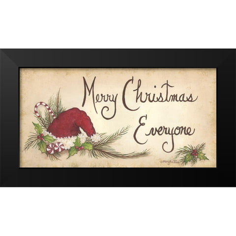 Merry Christmas Everyone Black Modern Wood Framed Art Print by June, Mary Ann