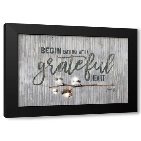 Grateful Heart Black Modern Wood Framed Art Print with Double Matting by Rae, Marla
